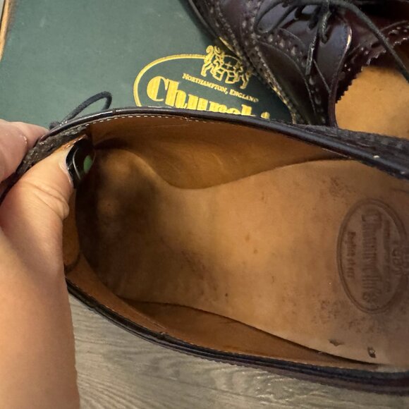 Church’s Polish Binder Burgundy Brogues Size 37 Preowned Leather Dress Shoes - Picture 11 of 16